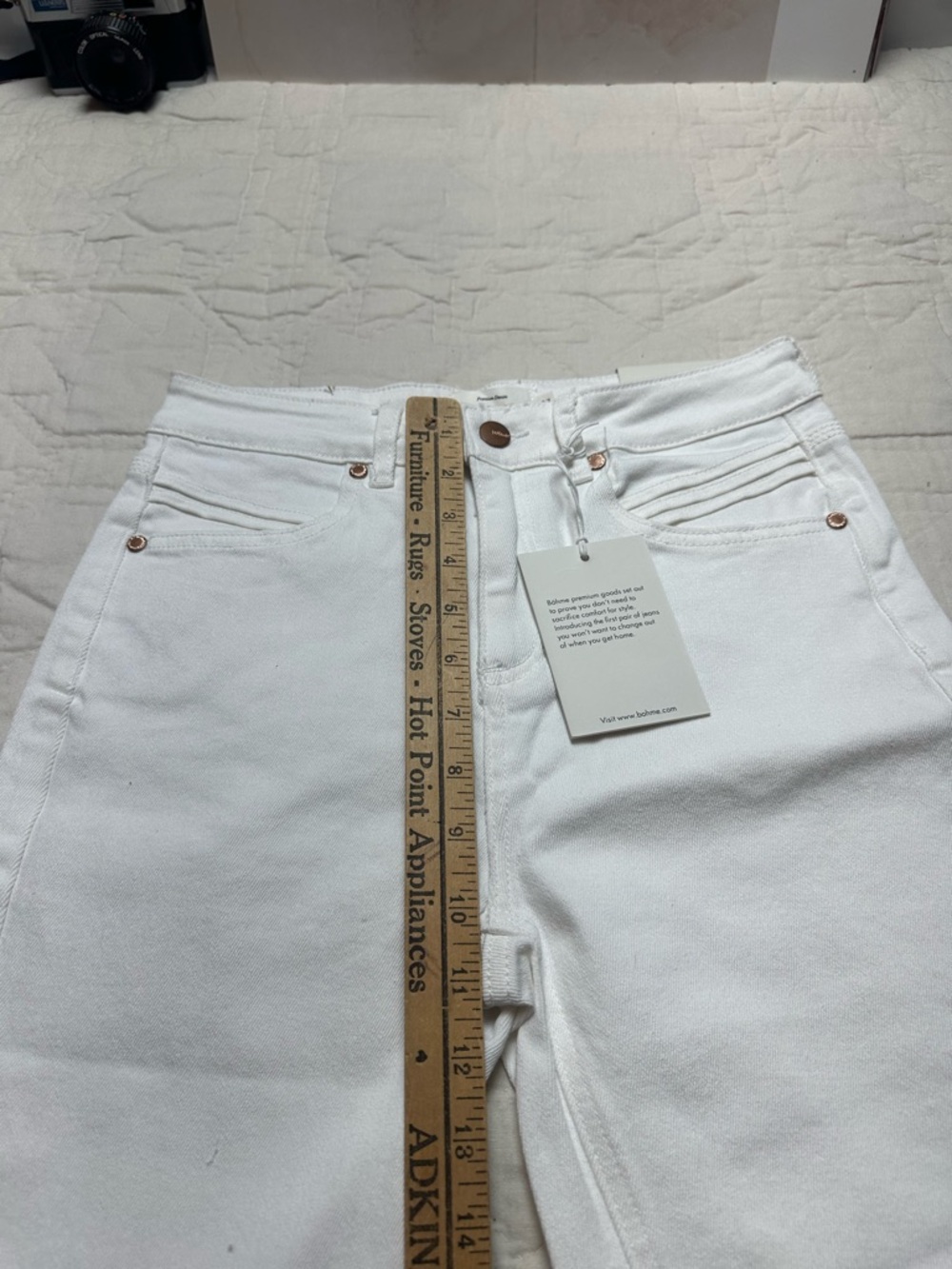 Minimalist White Denim Bermuda Shorts | High-Rise Raw Hem · Bohme NWT - Picture 4 of 9